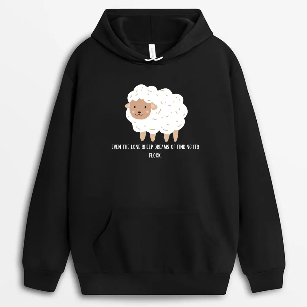 Even The Lone Sheep Dreams Of Finding Its Flock Veixgap Hoodie - Black