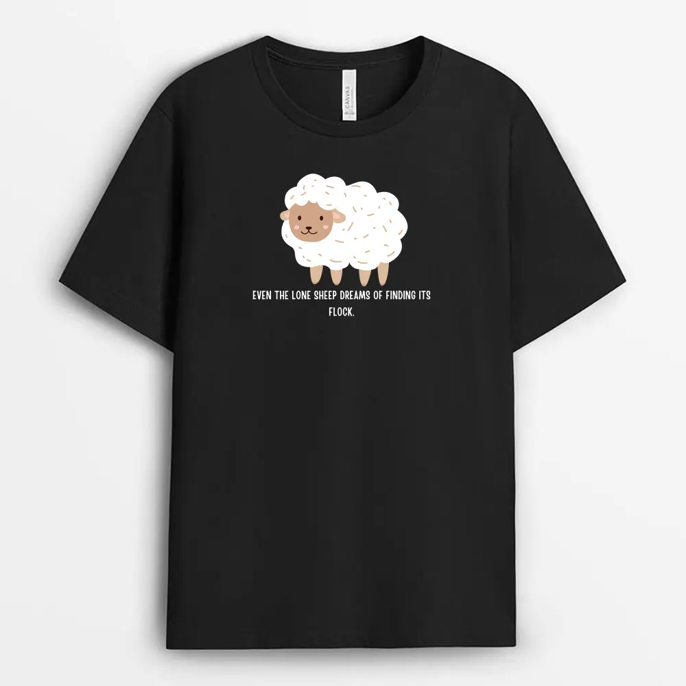 Even The Lone Sheep Dreams Of Finding Its Flock Veixgap T-Shirt - Black